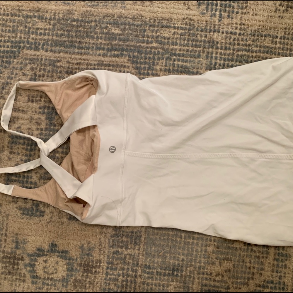 White lululemon tank top with silk straps